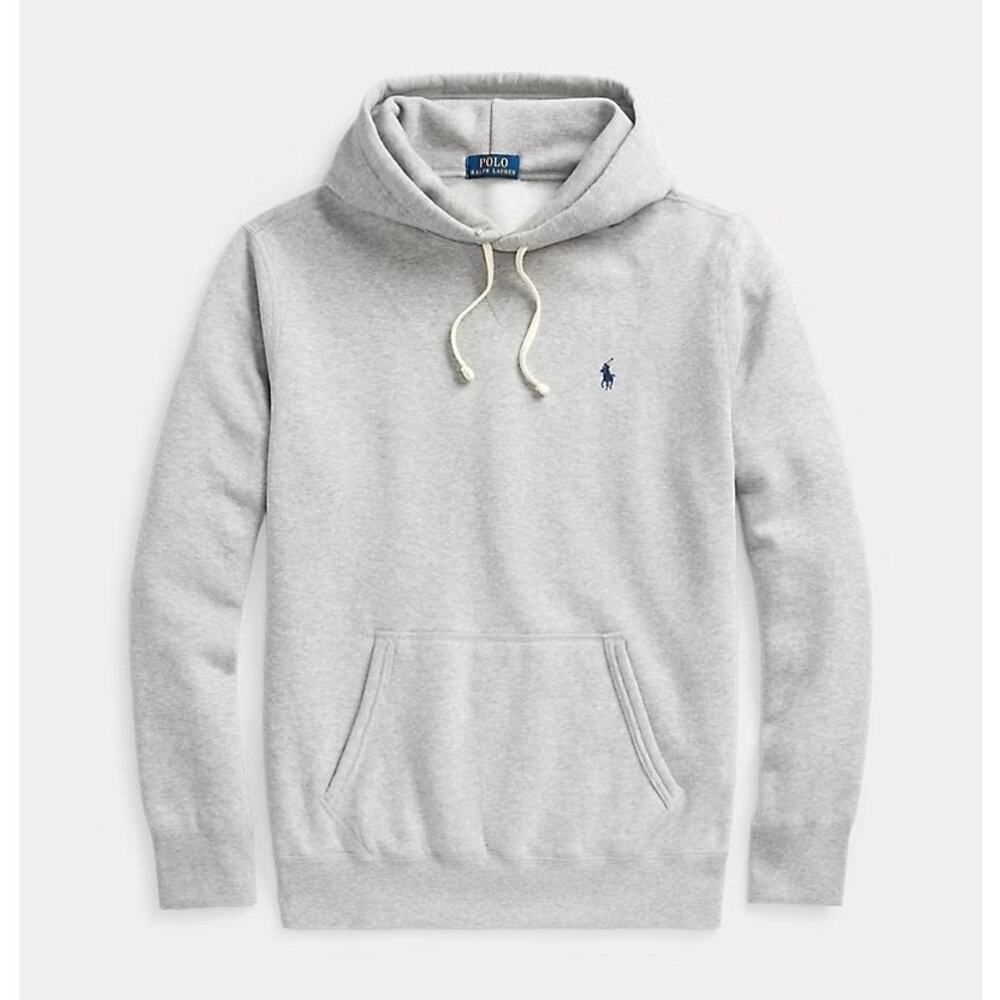 POLO Ralph Lauren The RL Fleece Hoodie Heather Gray Kangaroo Pocket Mens XS